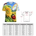thumbnail image 2 of Ladybug Sunflower Rainbow Womens Tops Women's Fashion Casual Short Sleeve Flower Print Round Neck Pullover Top Blouse, 2 of 6