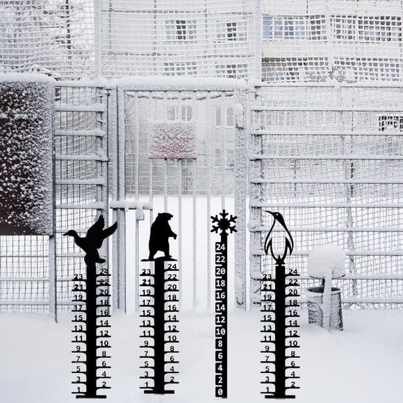 Medidor de nieve, vara para medir la nieve, herramienta meteorológica para exteriores, arte en hierro, decoración navideña para el jardín, pulgadas de fácil lectura, marco de metal