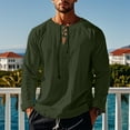 thumbnail image 1 of Blusas y camisas de manga larga con cuello en V para hombre, blusa informal de moda lisa con tirantes sueltos, blusa de manga larga con cuello en V, blusa de poliéster para hombre, 1 of 8