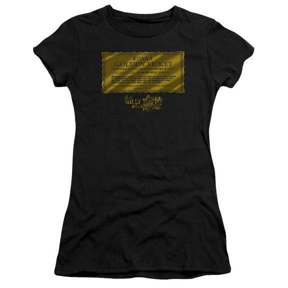 Willy Wonka And The Chocolate Factory Golden TickE.T. S/S Junior Women's T-Shirt Sheer Black