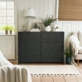 thumbnail image 4 of STYLIVIA 6-Drawer Dresser with Laser-Cut Drawer Fronts Black Oak 45.4"W x 15.7"D x 32"H, 4 of 15