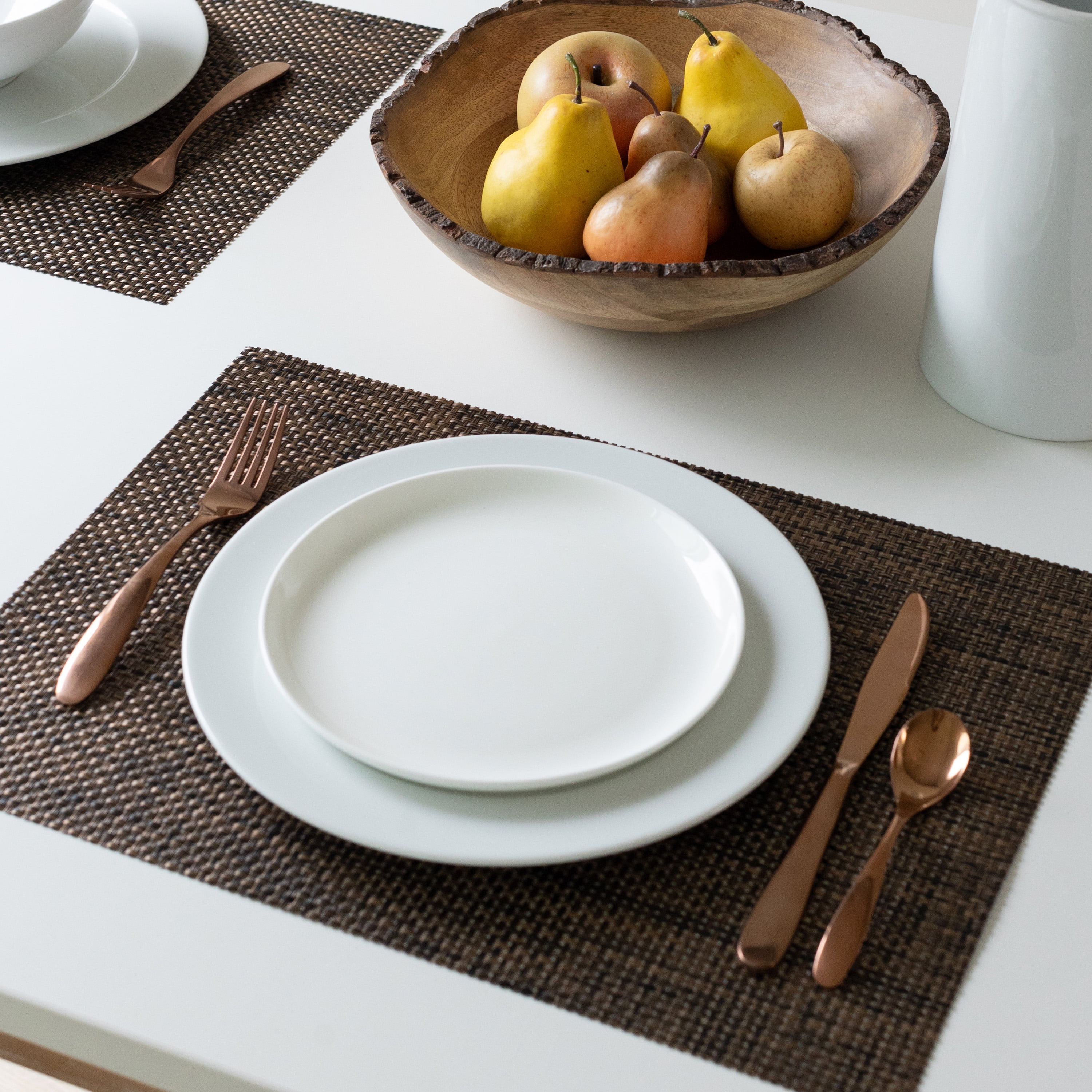 (4 pack) Mainstays Longport Woven Vinyl Table Placemat Tobacco 13" x 18"