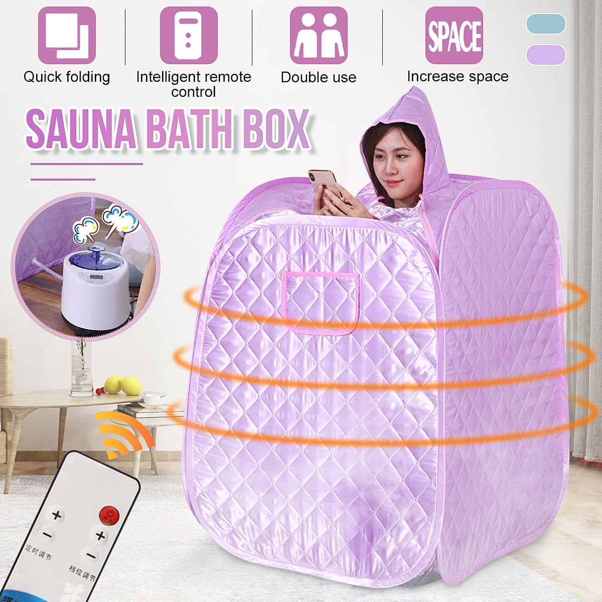 Household Portable Folding Sauna Room 1000W 2.2L Remote Control Sauna