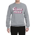 thumbnail image 2 of Wild Bobby, Jesus Vibes Inspirational/Christian Unisex Crewneck Graphic Sweatshirt, Heather Grey, X-Large, 2 of 6