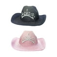 thumbnail image 1 of 2 sombreros de vaquero a la moda, gorra de estilo occidental, ropa de disfraz, tiara decorativa parpadeante para fiesta negro y rosa Sunnimix Sombrero de vaquero, 1 of 4