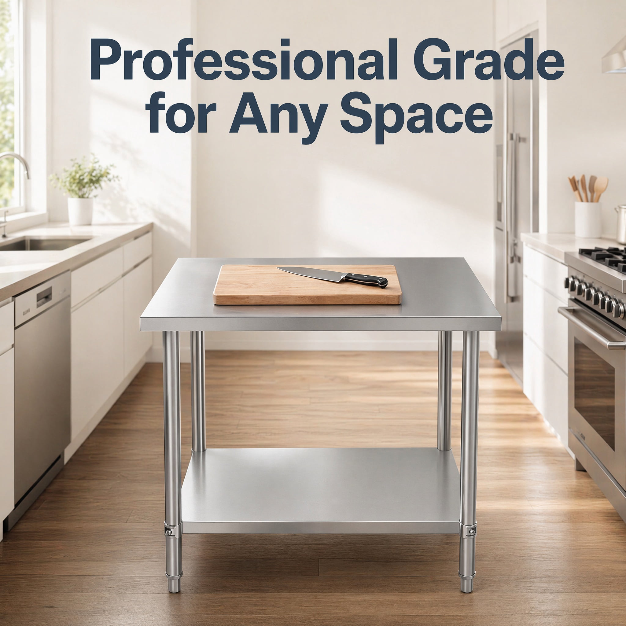 GARITIN 36 x 24 Inch Commercial Work Table, Stainless Steel Kitchen Prep Table with Under Shelf for Restaurant & Home, Silver
