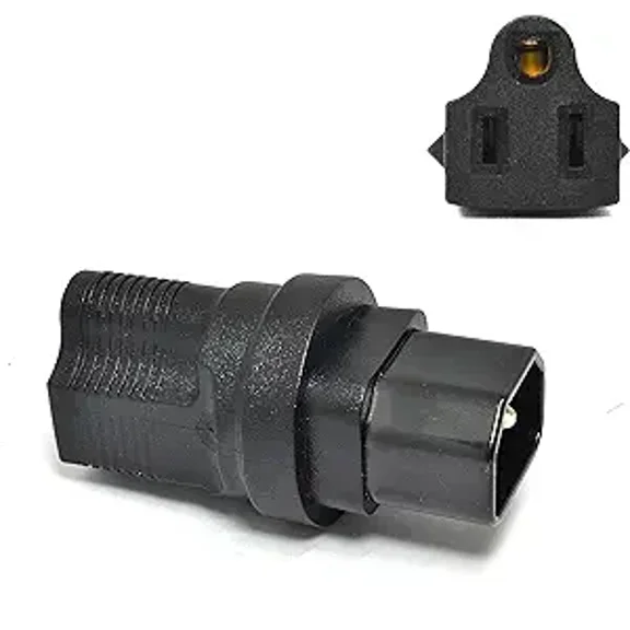 Ceptics IEC USA NEMA 5-15R to IEC 60320-C14 Adapter Plug - ETL Certified - Industrial Grade (IG-320),Black