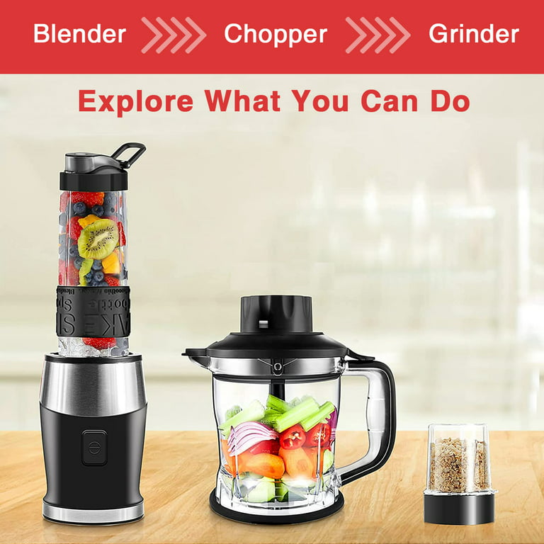 Personal Blender for Smoothies, Shakes, 3 In 1 Food Processor Multi-Function  Kitchen Mixer System, 700W High-Speed Blender, Chopper, Grinder with  Portable 570ml BPA-Free Travel Bottle 