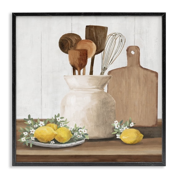 Stupell Industries Country Kitchen & Lemons Black Framed Giclee Art, design by White Ladder
