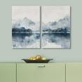 thumbnail image 4 of IDEA4WALL Canvas Print Wall Art Set Lake and Mountain Landscape Serene Watercolor Scenery in Cool Blues Modern Digital Art Wall Decor Minimal Contemporary for Home Decor - Canvas 24"x36"x2, 4 of 5