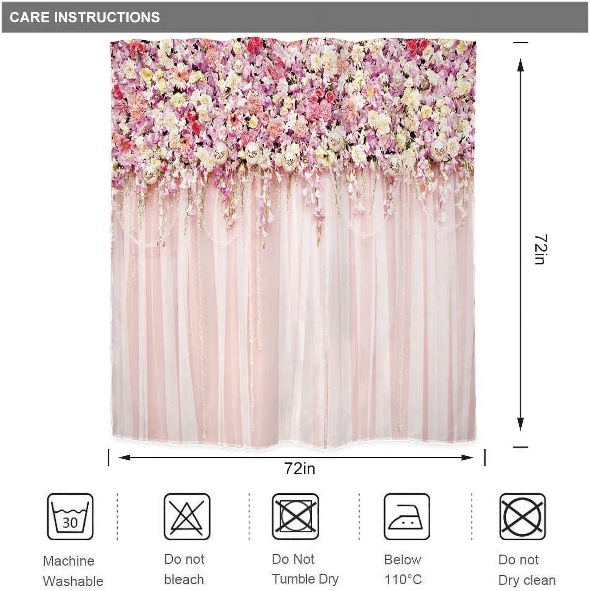UOWRPOZ Bridal Floral Pink Rose Polyester Shower Curtain, 72"x72" Waterproof 12 Count