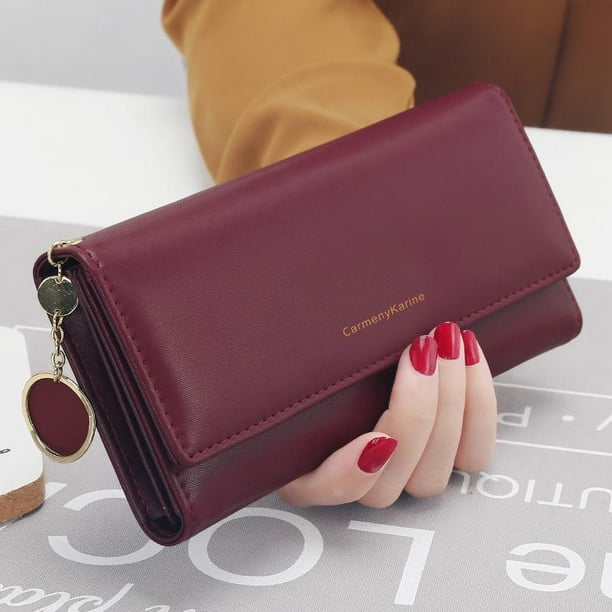 Fashion Women Wallet Brand Letter Long 3-Fold Wallet Purse Leather