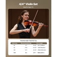 thumbnail image 4 of KFFKFF Violin 4/4 Full Size for Adults, Violin Fiddle Set for Beginners Student with Hard Case,Rosin, Bow,Shoulder Rest,Bridge,Extra Strings, Glossy Brown Patterned, 4 of 9