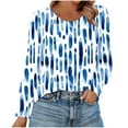 thumbnail image 2 of YueHuiYing Women's Fashion Non Positioning Printed Base T-shirt Long Sleeved Round Neck Top/shirt, 2 of 6