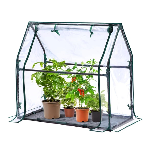 Ohuhu Mini Greenhouse for Indoor Outdoor, 36"x18"x33" Portable Seed Starter Greenhouse with Waterproof Pad, Heavy-Duty PVC Cover, Zippered