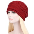 thumbnail image 4 of Knit Hats for Women Winter Knitting Skull Beanies Knit Chunky Snow Cap Snow Ski Skull Cap Warm Fleece Lined Chemo Headwear Soft Lightweight Turbans Office Christmas Gifts, 4 of 4