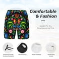 thumbnail image 6 of Picia Roosters and Flowers pattern Mens Swim Trunks with Compression Liner Stretch Beach Shorts Quick Dry with Zipper Pockets No-Chafing Board Shorts-, 6 of 9