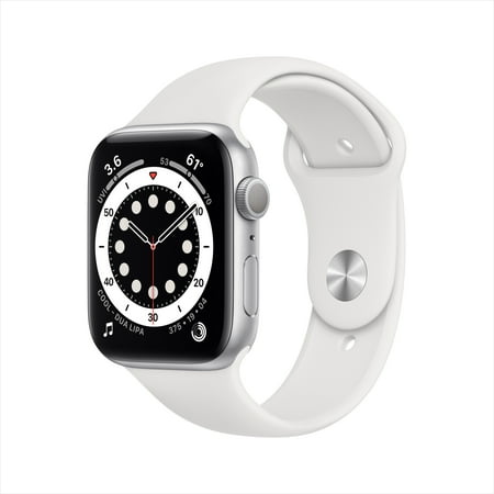 Apple Watch Series 6 GPS, 44mm Silver Aluminum Case with White Sport Band - Regular