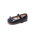thumbnail image 4 of Kids Girls Black Faux Faux Leather Mary Jane Flats Non-Slip Rubber Sole Hook and Loop Closure with Bow Accent for Kids & Little Kid Dress Shoes,Size 11, 4 of 7