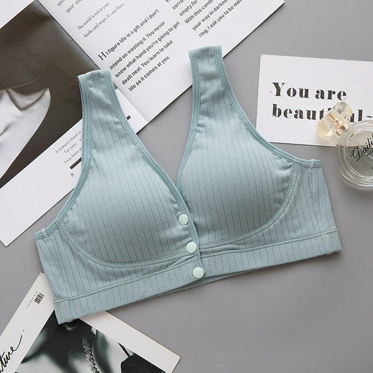 Sehao Maternity Tops Women's Vest Type Underwear Gathered Breast Feeding  Bra With Front Buckle Cotton Blend Pregnant Bra