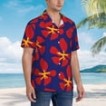 thumbnail image 3 of Fuzoiu Red Floral Print Hawaiian Shirt for Men, Summer Beach Casual Short Sleeve Button Down Shirts, Men’s Beach Summer Shirts with Pocket,Large, 3 of 7