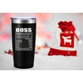 thumbnail image 4 of Boss Nutritional Facts Travel Mug Tumbler.Funny Boss Day Gifts Office Gifts.Moving Appreciation Retirement Birthday Christmas Gifts For Men Women Boss Boss Lady From Employees(20oz Black), 4 of 6