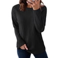 thumbnail image 1 of Camisetas de Larga para Mujer, Ropa de Moda de Otoño, Tops Modernos, Camiseta Básica de Punto con Cuello Redondo Negro L, 1 of 9