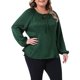 thumbnail image 4 of Agnes Orinda Camisas de Tallas Grandes para Mujeres, Blusa Elegante de Manga Larga con Lazo en el Escote, Otoño 2025, 3X Verde, 4 of 6