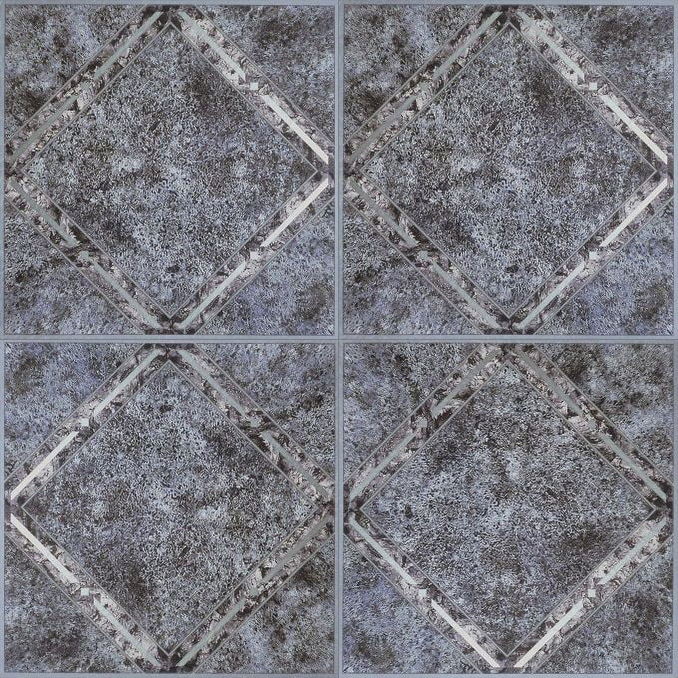 PowerSellerUSA Diamonds Metallic Marble Vinyl Floor Tiles Self Stick Peek Flooring  12'' x 12'' 2-Pack (40 Pieces)