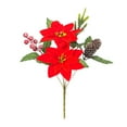 thumbnail image 2 of Christmas Artificial Poinsettia Bouquet with Red Berry for Vase Fillers, Home Holiday Bush, Indoor Floral, Cemetery Flowers, Centerpieces, 2 of 6