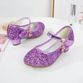 thumbnail image 4 of Quealent Girls Dress Shoes Wedding Party Heel Mary Jane Princess Flower Shoes (Toddler/Little Kid/Big Kid) Purple for Size 12.5, 4 of 6