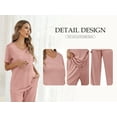 thumbnail image 3 of Qylux Women's Pajama Set Short Sleeve Adjustable Long Pants Sleepwear Set Soft Two Piece Matching Set with Pockets,Light Pink,(S-2XL), 3 of 9