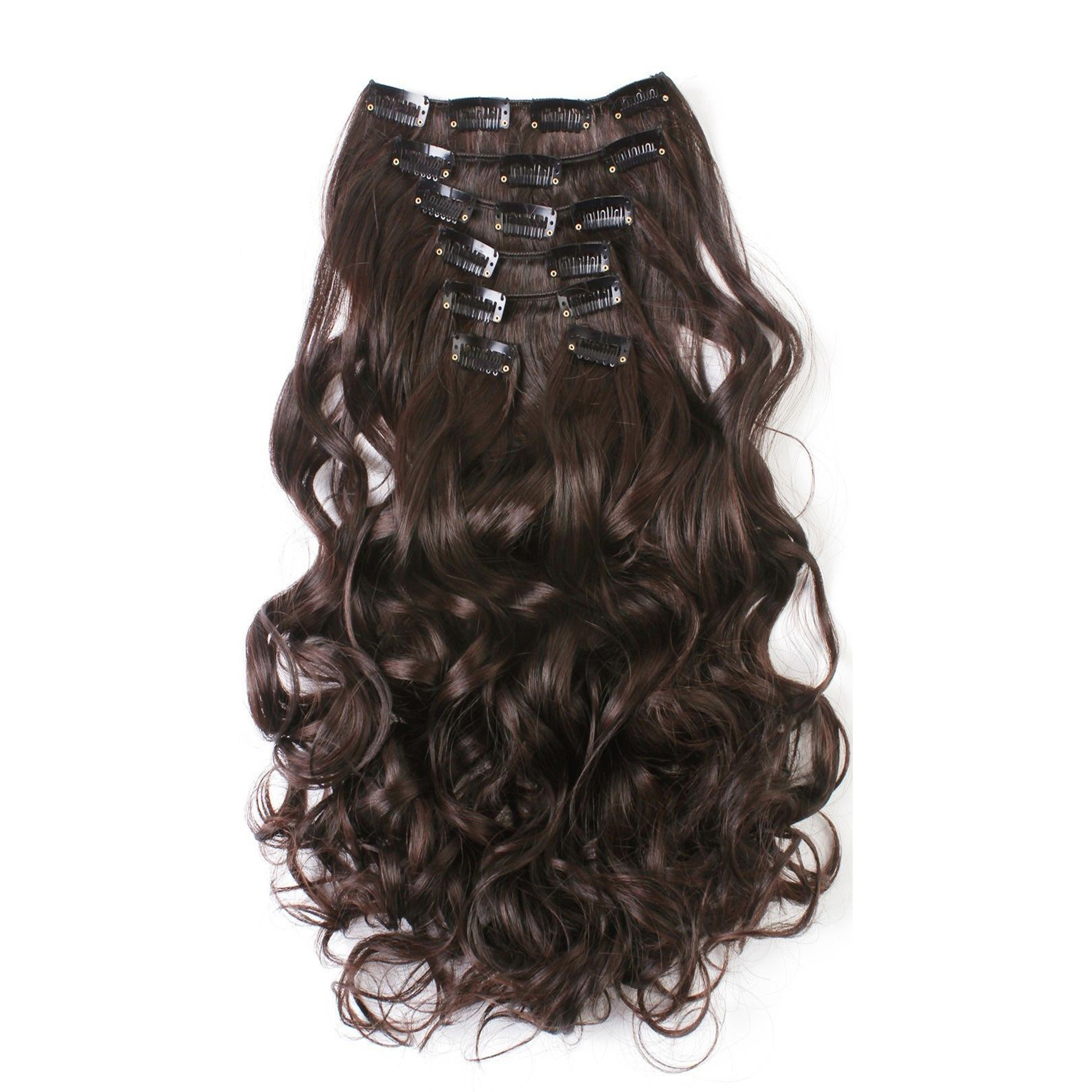 OneDor 20" Curly Full Head Clip in Synthetic Hair Extensions 7pcs 140g