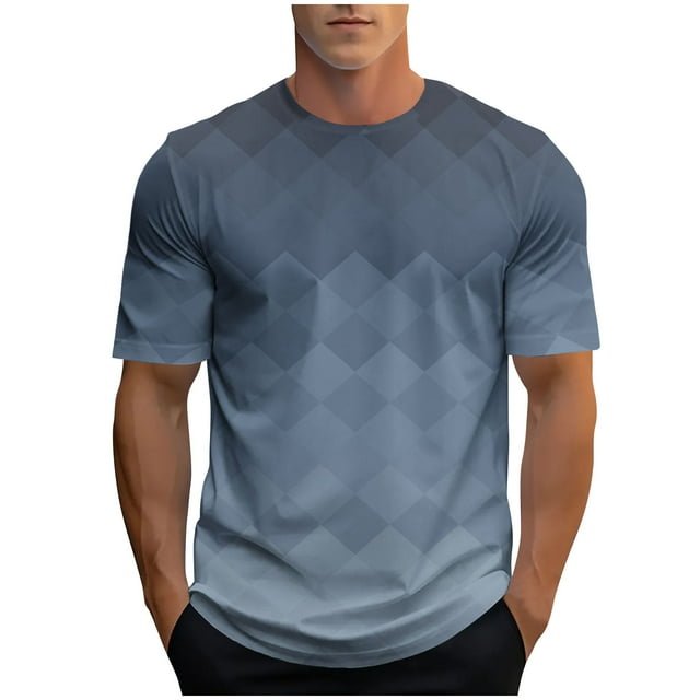 WRKEKC Chemises à Manches Courtes pour Hommes Mode Décontractée Imprimé Rayé T-Shirt Athlétique Manches Courtes Col Rond Haut Graphique Confortable