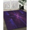 thumbnail image 3 of Ahgly Company Machine Washable Indoor Round Transitional Deep Purple Area Rugs, 5' Round, 3 of 7