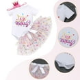 thumbnail image 3 of IBTOM CASTLE Infant Baby Girls 1/2 Birthday Outfit Princess Romper Tutu Skirt Sequin Crown Headband Clothes Set for Cake Smash Photo Prop 9-12 Months White, 3 of 8