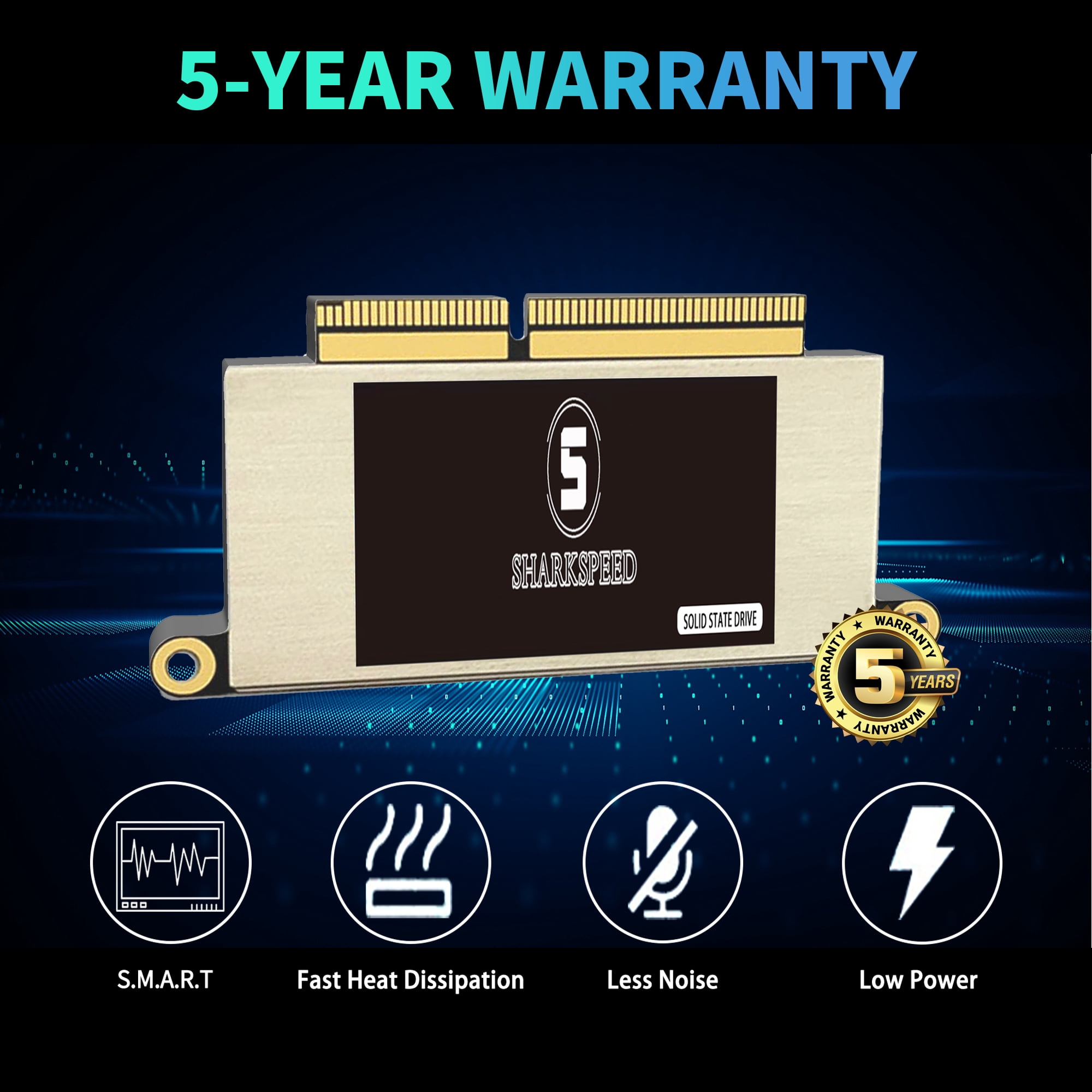 SHARKSPEED SSD 512GB for MacBook Pro A1708 M.2 NVMe PCIe Gen3.0x4 Internal Solid State Drive for Upgrade MacBook Pro Retina 13" A1708 (Late 2016, Mid 2017)
