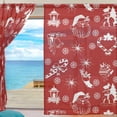 thumbnail image 3 of Splicing Pattern Christmas Red Background Semi Sheer Curtains Window Voile Drapes Panels Treatment-55X84in for Living Room Bedroom Kids Room, 3 of 4