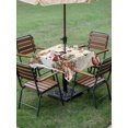 thumbnail image 3 of Outdoor Tablecloth with Umbrella Hole and Zipper, Beige Christmas Snowman Square Table Cloth 54x54 Inch Waterproof Tablecloth, Xmas Snowflake Elk Tree Balls Picnic Table Cover for Patio Camping, 3 of 7