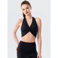 thumbnail image 4 of Women's Halter Twist Front T-Back Cropped Sports Tank Top Black S, 4 of 8