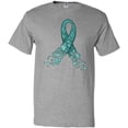 thumbnail image 3 of Inktastic Ovarian Cancer Awareness Teal Ribbon Made of Hearts T-Shirt, 3 of 5