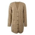 thumbnail image 4 of Odeerbi Winter Long Cardigan Sweaters For Women Fall Cable Knit Sweater New 2025 Casual Dough Twists Sweater Button Coat Khaki, 4 of 5