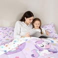 thumbnail image 5 of Homewish Kawaii Unicorn 3 Pieces Queen Comforter Set for Kids Children,Dreamy Princess Ultra Soft Bedding Sets,Cartoon Rainbow Magical Horse Bedding Comforter Set Breathable, 5 of 8
