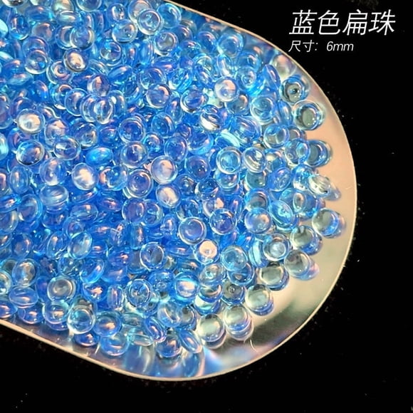 suxuMhao Loose Beads, 100g Resin Beads, Dark Blue, Flat Round, Rondelle, Fishbowl, Slime & Vase Filler Beads, 6mm Flat Crunch Beads for Slime Making, Transparent Fishbowl Beads , DIY Crafts