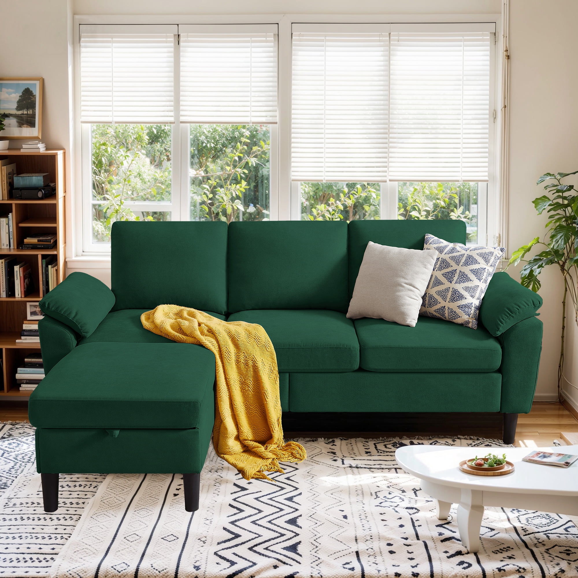 Soscana Sectional Sofa Couch with Storage Ottoman,Modern 3 Seat L ...