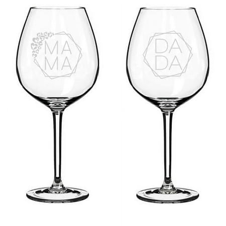 

Set of 2 Wine Glass Gift Mama Dada New Mom and Dad New Parents Pregnancy Announcement Baby Shower Couple (20 oz Jumbo)