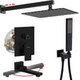 thumbnail image 3 of Kichae 12'' Wall Mount Shower Head System with Bath Tub Faucet，Matte Black 3 Function Shower Combo with Pressure Balance Valve and Diverter, 3 of 8