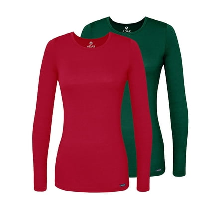 

Adar Underscrubs for Women Multi Color 2 Pack - Long Sleeve Underscrub Comfort Tee