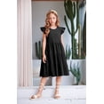 thumbnail image 2 of Vestido de verano Arshiner para niñas, manga con volantes, acampanado, negro fluido, 2 of 5