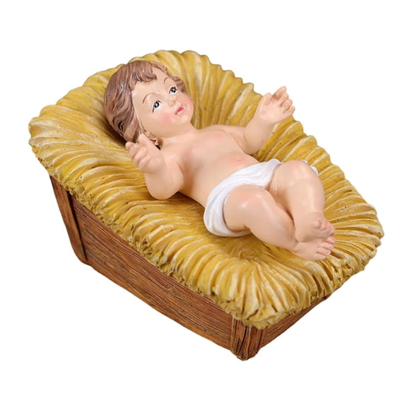 Maytalsory Jesus in Manger Statue Gift Resin Figurine in Manger for Desk Bedroom Living Room Square Bed Unclothed